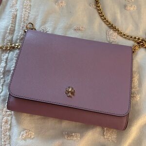 Tory Burch Lavender Crossbody Bag with Gold Chain
